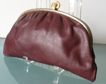 Vintage Made in Italy Small Oxblood Clutch Bag