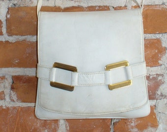 Made in Italy Mod White Leather Shoulder Bag