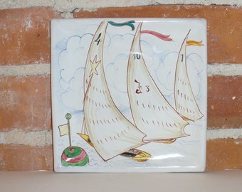 Vintage Made in Italy Ceramic Sail Boat Plate
