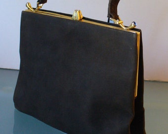Made in Italy Coblentz Chocolate Suede With Cabuchon Accents Bag