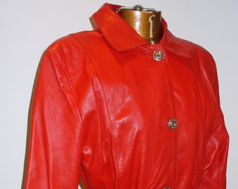 Peruzzi Made in Italy Woman's Red Leather Jacket Size 46