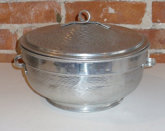 Vintage Made in Italy Hammered Aluminum Ice Bucket Serving Dish