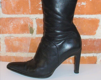 Made In Italy Black Short Mid Calf Boot Size 36 EU