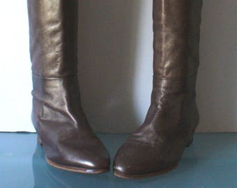 Vintage Alberto D. Molina Made in Italy Metallic Bronze Leather  Boots Size 7.5 B US