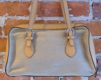 Cristian Made in Italy Leather & Linen Canvas Summer Bag