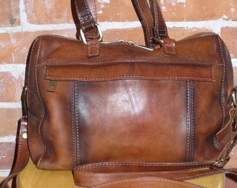 I Medici Made in Italy Chestnut Leather Boston Bag