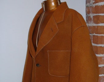 Vintage DKNY Rust Wool Felt Boyfriend Jacket Made in Italy Size 42