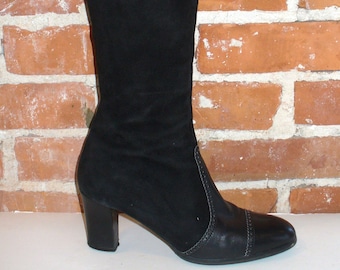 Vintage Made in Italy Amalfi Rangoni Black Suede Boots Size 8 N