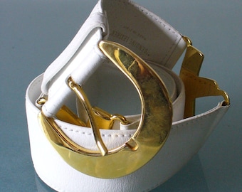 Made in Italy Paloma Picasso White Leather Belt Size S