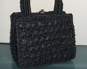 Vintage Made in Italy Magid Black Raffia Handbag