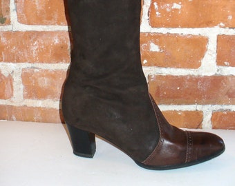 Vintage Made in Italy Amalfi Rangoni Brown Suede Boots Size 8 N