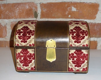 Vintage Cut Velvet &  Leather Jewelry Box Made in Italy