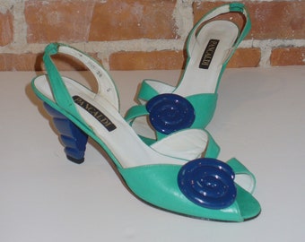 Vintage Made in Italy Pancaldi Leather Sling Back Sandals Size 7 US