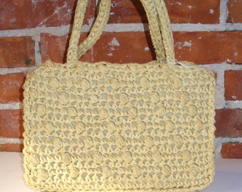 Vintage Made in Italy Cream Raffia Handbag
