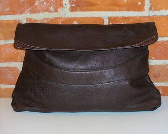 Vintage Made in Italy Chocolate Brown Giant Clutch Bag