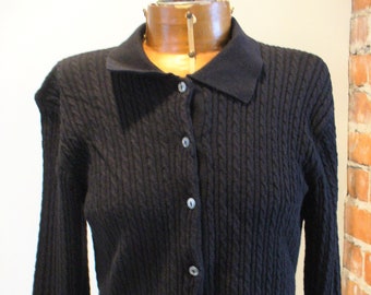 Made in Italy Talbots Cable Cardigan Sweater Size PL
