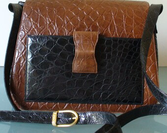 Rodo Made in Italy Alligator  Embossed Leather Shoulder Bag