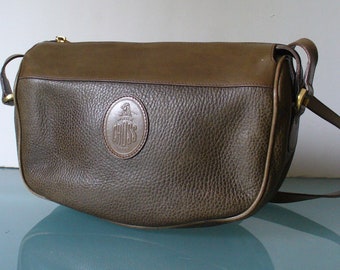 Mark Cross Made in Italy Olive Drab Pebbled Leather Bag