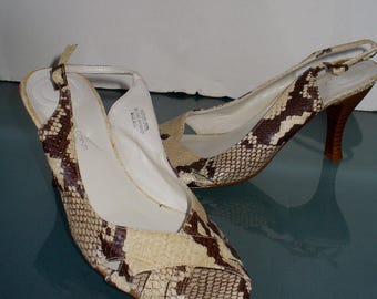 Casual Corner Made in Italy Faux Snakeskin Slingback Shoes Size 6.5 M