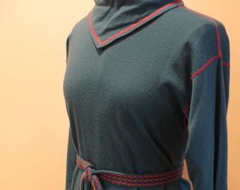 Vintage  Made in Italy Knit Teal Wool Dress