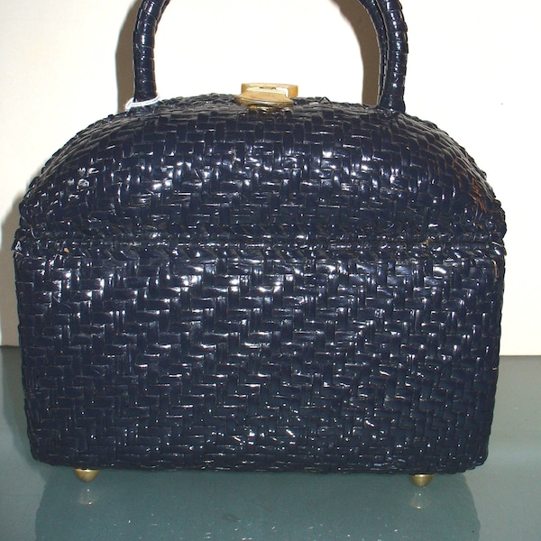 Susan Gail Midnight Blue Wicker Purse Made in Italy