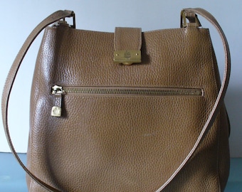 Mark Cross Made in Italy Sandy Brown Pebbled Leather Bag
