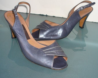 Vintage Made in Italy Amalfi Rangoni Grey Slingbacks Size 7 B