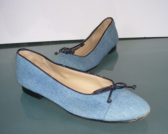 Talbots Made in Italy Denim & Leather Ballet Flats Size 8N