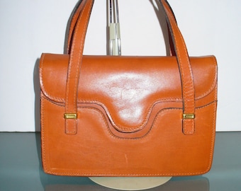 Vintage Made In Italy Dainty 1960's Caramel Leather Hand Bag