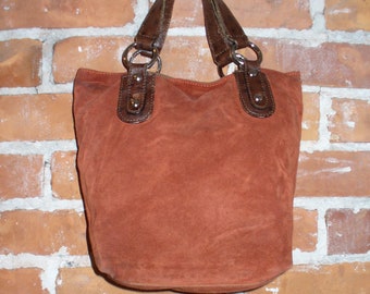 Maurizio Taiuti Rust Suede Satchel Tote Made in Italy