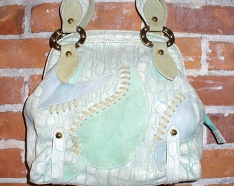 Arcadia Made in Italy Faux Alligator Satchel Purse