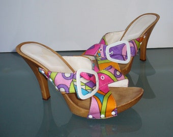 Made in Italy Pop Art Platform Slides Size 9 US