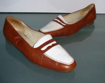 Joan &  David Made in Italy Brown White Spectator Loafers Size 10 B US