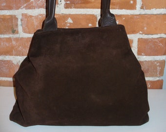 Furla Chocolate Suede Tote Bag  Made in Italy