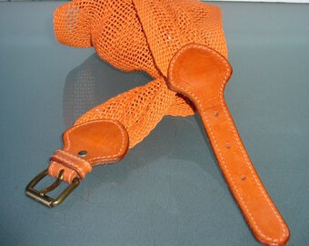 Vintage Emporio Armani Made in Italy Woven Net & Leather Belt Size 32
