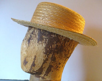 Vintage Venetian  Straw Boater Hat Made in Italy