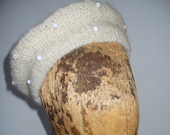 Vintage Made in Italy Beaded Wool & Mohair  Beret