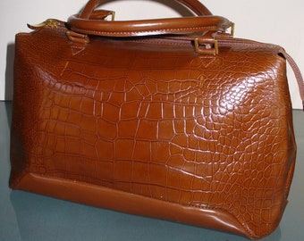 Sagi Made in Italy Faux Alligator Boston Bag