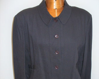 Vintage Laura Ashley Made in Italy Navy Blue Cropped Jacket Size 14 US