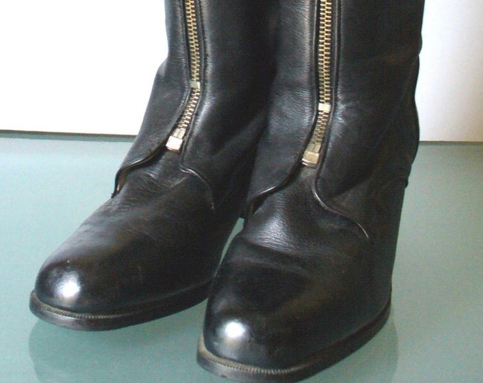 Made in Italy Creatore Black Zip Front Boots Size 7 - Etsy