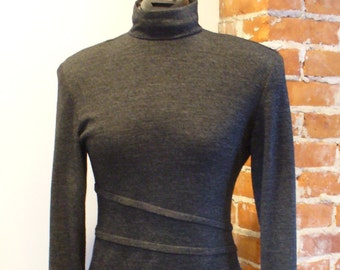 Vintage Cristian Carrera Made in Italy Grey Knit Dress Size 8