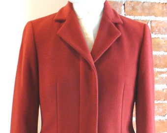 Vintage Benetton Made in Italy Tomato Red Overcoat Size 40