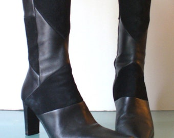 Made in Italy BelloFatto Black Suede & Leather Boots Size  6B US