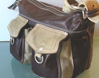 Minelli Made in Italy Suede & Leather Safari Bag