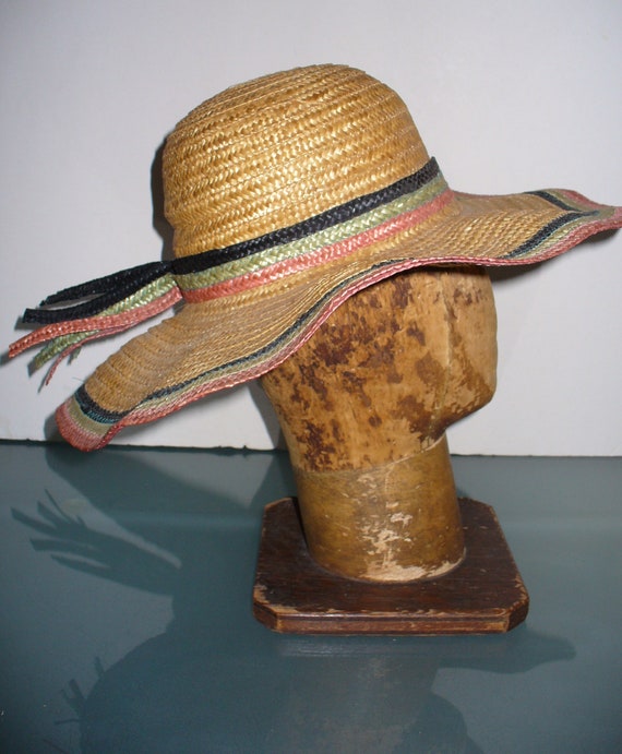 Made in Italy Large Wide Ruffle Brim Straw Hat - image 5