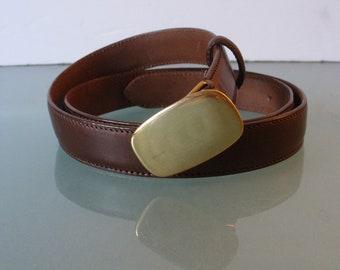 Talbots Chocolate Brown Leather Belt Made in Italy Size L