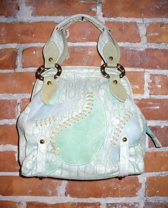 Arcadia Made in Italy Faux Alligator Satchel Purse