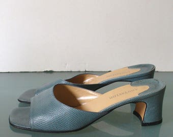 Ann Taylor Made in Italy Faux Lizard Leather Slides Size 9.5US