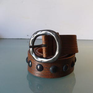 Gargiulo’s Made In Italy Studded Leather Belt Garuglieri Made in Italy Silver Studded Black Leather Belt  main image 3