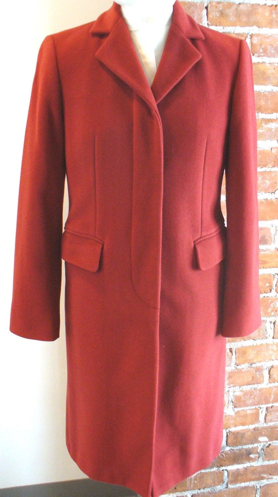 Vintage Benetton Made in Italy Tomato Red Overcoa… - image 1